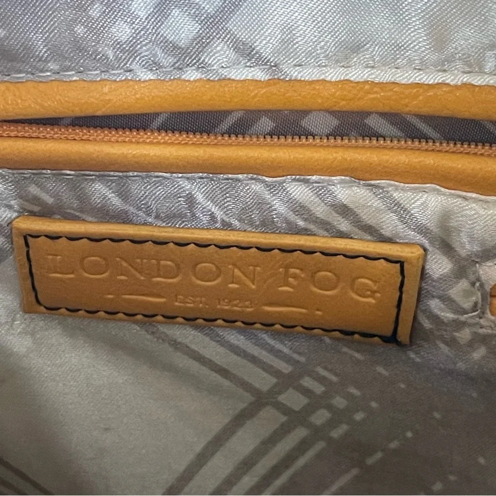 LONDON FOG Golden Yellow Faux Leather Satchel Bag Purse. Nice